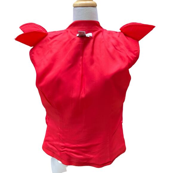 Adrianna Papell Jacket Blazer Sz 8 Red Silk Buttons Half Sleeve Classy Holiday - Picture 9 of 15